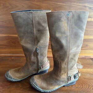 Leather Sorel Boots Women's Size 11 Brown Oiled Suede